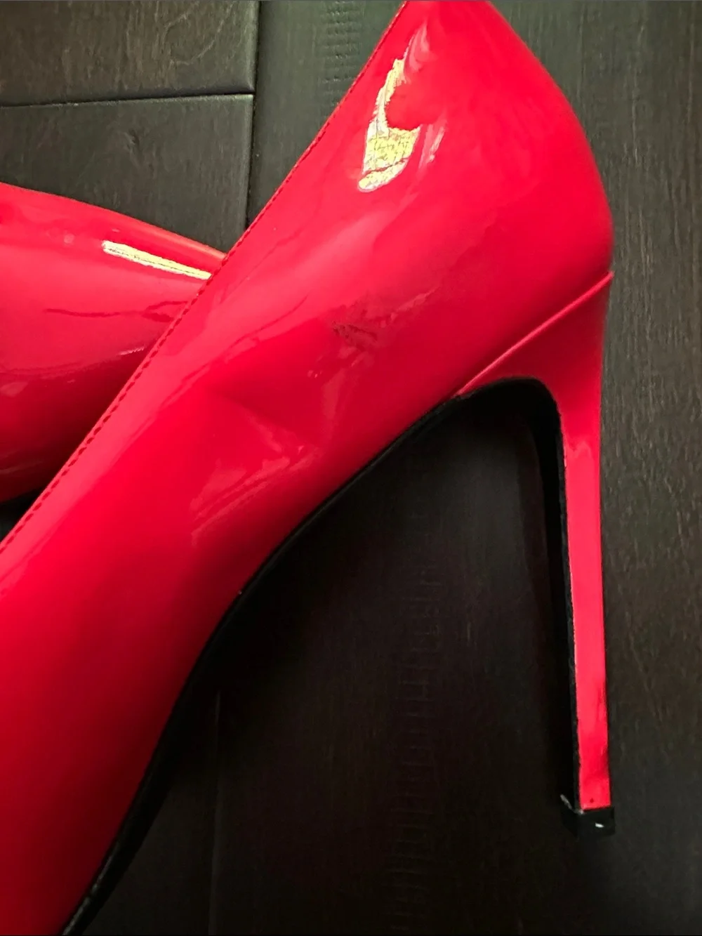 Saint Laurent Bright Red Patent Pointed Toe Pumps - Picture 6 of 9